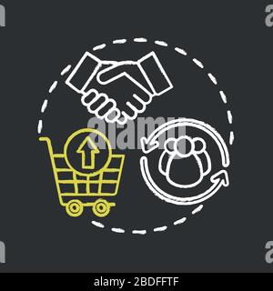 Upsell chalk RGB color concept icon. Increasing products commercial value, sales profit growth idea. Successful marketing strategy. Vector isolated Stock Vector