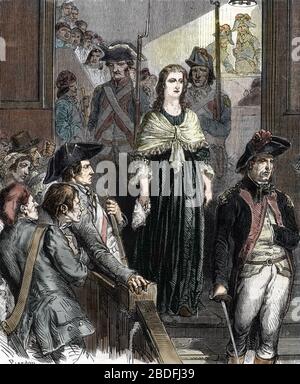 'La reine Marie Antoinette (1755-1793) condamnee par le tribunal revolutionnaire en octobre 1793' (Queen of France Marie-Antoinette (1755-1793) during Stock Photo