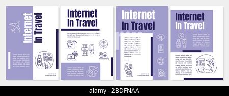 Internet in travel, Wi-fi brochure template. Online communication. Flyer, booklet, leaflet print, cover design with linear icons. Vector layouts for Stock Vector