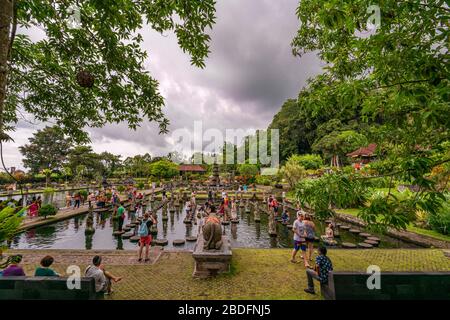 Horizontal view of the Tirta Gangga water palace in Bali, Indonesia. Stock Photo