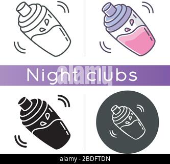 Shaker icon. Linear black and RGB color styles. Night club, bar recreation, bartender occupation. Cocktail making instrument, container for mixing Stock Vector