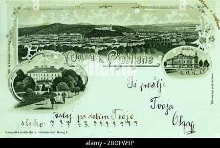 English Postcard Of Ljubljana 1900 Razglednice Milene Znidarsic Unknown Author Stock Photo Alamy