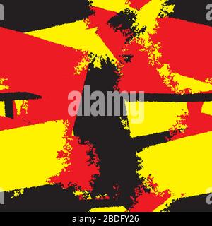 abstract seamless pattern with patches of red black and yellow. Vector image Stock Vector
