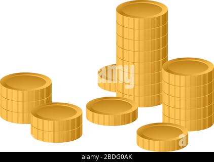 Concept success in Business with stack of gold coins, isolated on white background. Vector illustration Stock Vector