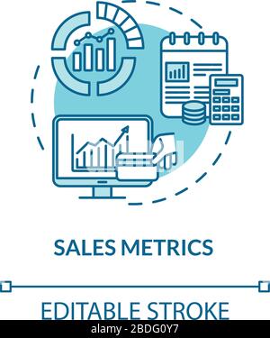 Sales metrics concept icon. Statistical analysis, analytical marketing research. Business profit rates idea thin line illustration. Vector isolated Stock Vector