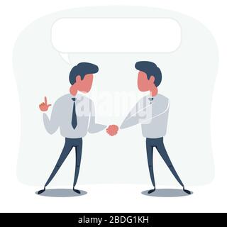 Business partners shaking hands as a symbol of unity. With Speech Bubble. Stock Vector