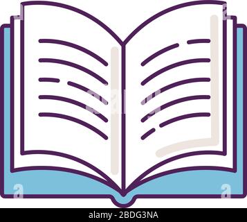 Open book RGB color icon. Dictionary page. Write university paper. Notebook and textbook. Student's diary. Self education. Library symbol. Read Stock Vector