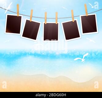 Pictures on seaside background vector Stock Vector