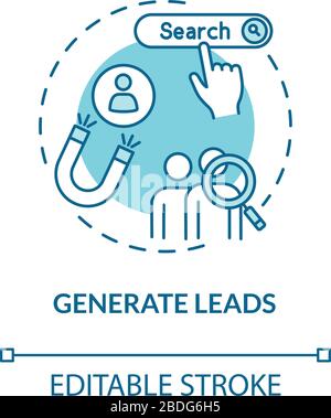 Generate leads concept icon. Inbound marketing, target audience attraction. Customer loyalty development idea thin line illustration. Vector isolated Stock Vector