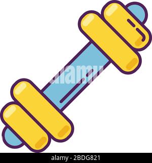 Dumbbell blue RGB color icon. Gym equipment. Sports goods. Active lifestyle. Body care. Power lifting. Muscle training. Weightlifting with barbell Stock Vector