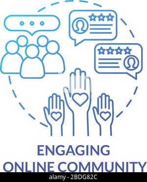 Engaging online community concept icon. Communication with audience. Customer loyalty, brand credibility idea thin line illustration. Vector isolated Stock Vector