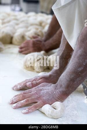 Bakers at work in Borba, Alentejo region, Portugal Stock Photo