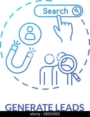 Generate leads concept icon. Inbound marketing, target audience attraction. Customer loyalty development idea thin line illustration. Vector isolated Stock Vector