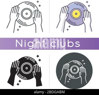 Discotheque chalk white icon on black background. Night club recreation ...