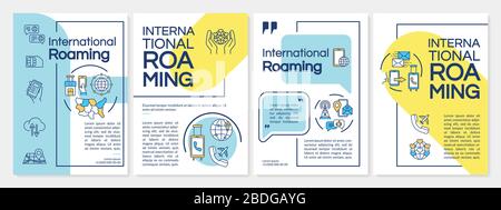 Roaming, telecommunication abroad brochure template. Foreign service. Flyer, booklet, leaflet print, cover design with linear icons. Vector layouts Stock Vector