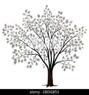 Tree with leaves silhouette isolated on white background vector Stock Vector