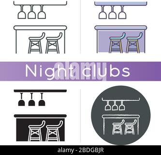 Bar counter icon. Linear black and RGB color styles. Night club, bar, pub, drinking establishment furniture. Bartender occupation symbol. Alcohol Stock Vector