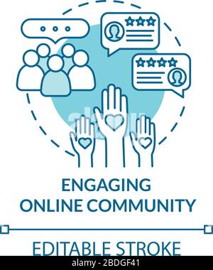 Engaging online community concept icon. Communication with audience. Customer loyalty, brand credibility idea thin line illustration. Vector isolated Stock Vector
