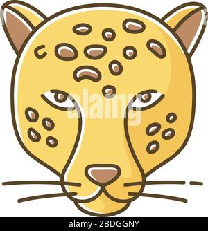 Cheetah head. Cartoon wild aggressive beast, symbol of hunting trophy ...