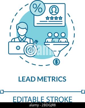 Lead metrics concept icon. Customer rewards and loyalty programs. Target marketing strategy, audience trust idea thin line illustration. Vector Stock Vector