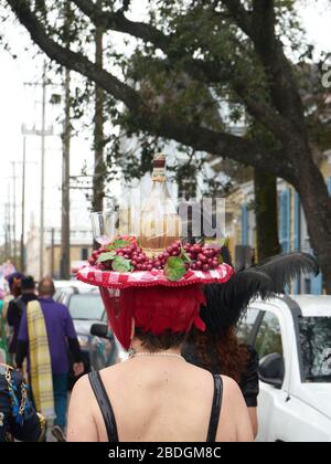Parade goers during Mardi Gras in New Orleans. Stock Photo