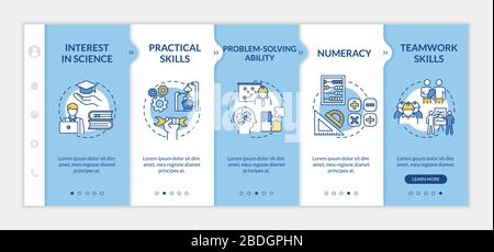 Marine engineer skills onboarding vector template. Practical abilities to solve tasks. Technology specialist. Responsive mobile website with icons Stock Vector