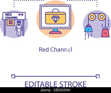 Red channel concept icon. Airport custom control idea thin line ...