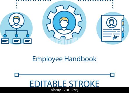 Employee handbook concept icon. Legal issues solving way idea thin line illustration. Instructions, company and worker obligations. Vector isolated Stock Vector