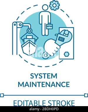 System maintenance turquoise concept icon. Shipbuilding worker. Ship maintenance engineer. Watercraft idea thin line illustration. Vector isolated Stock Vector