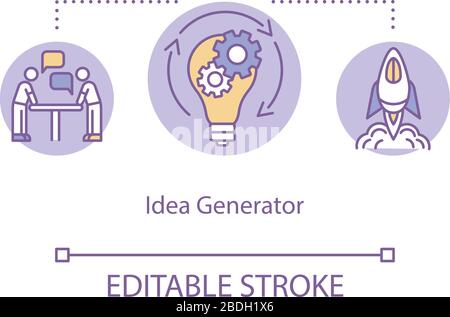 Idea generator icon. Brainstorm, creative team idea thin line illustration. Project planning and creating process. Vector isolated outline RGB Stock Vector Image & Art - Alamy