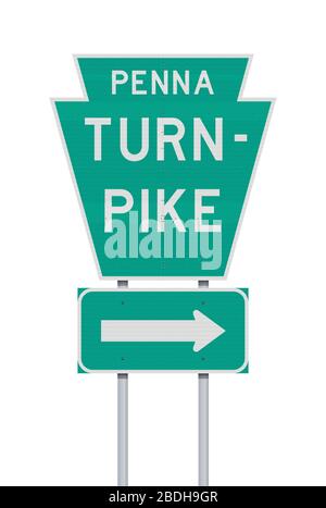 Vector illustration of the Penna Turnpike road sign on metallic posts Stock Vector
