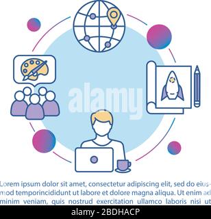 Global artist community concept icon with text. International communication and collaboration on project. PPT page vector template. Brochure, magazine Stock Vector