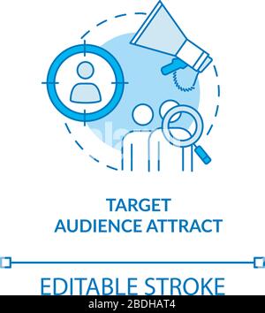 Target audience search and attraction concept icon. Marketing strategy idea thin line illustration. Product and studio promotion. Vector isolated Stock Vector
