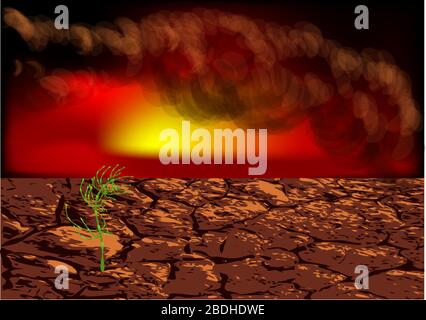 Plants and climate change with the concept of global warming Stock Vector