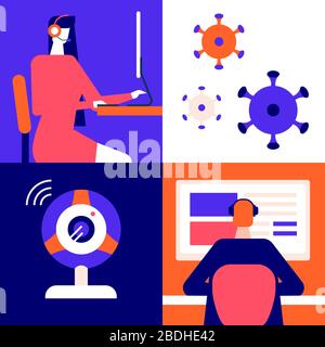 Stay at home - flat design style illustration Stock Vector