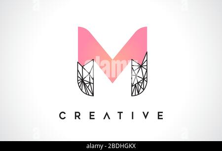 Letter M Beauty Logo. M Letter Design Vector with Origami Look Vector Illustration. Stock Vector
