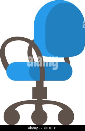 Computer blue chair. An isolated piece of furniture for a home or office. Vector flat illustration. Stock Vector