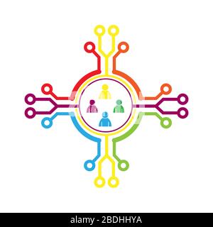 Stock conceptual design of social media networks and interpersonal communications. Isolated on a white background. Flat design. Stock Vector