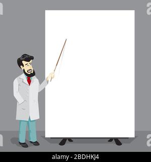 doctor with pointer and big empty poster Stock Vector