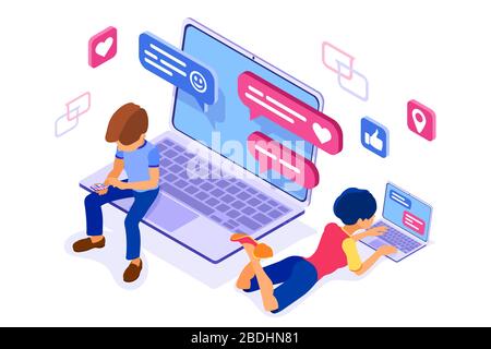 chat online dating friendship in social networks Stock Vector