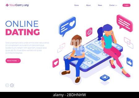chat online dating friendship in social networks Stock Vector