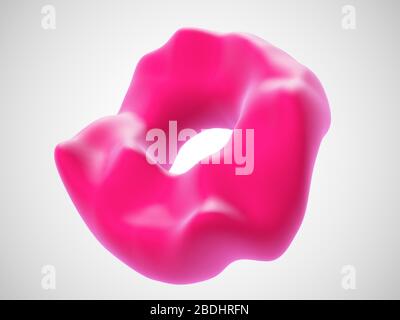 3D red wavy torus isolated on white background. Stock Vector