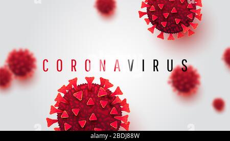 Covid 19. 3d realistic coronavirus cells infected on white background Stock Photo