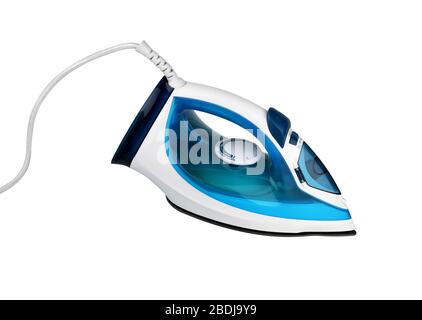 Steam iron isolated on white background. Electronic ironing. Stock Photo