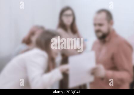 blurred business people having conversation at meeting Stock Photo