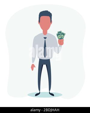 Young businessman holding money Stock Vector