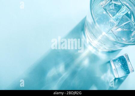 Colored banner with fresh ice cubes and reflections Stock Photo