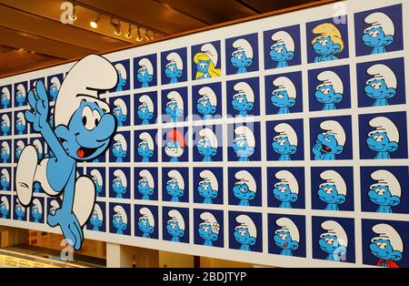 A Closed Up View Of The Images Of The Smurfs Display In Belgian Comic A Closed Up View Of The Images Of The Smurfs Display In Belgian Comic
