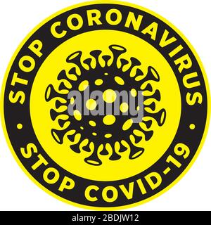 Stop Coronavirus Stop Covid19 Signage or Sticker for help reduce the risk of catching novel coronavirus. Vector sign. Stock Vector