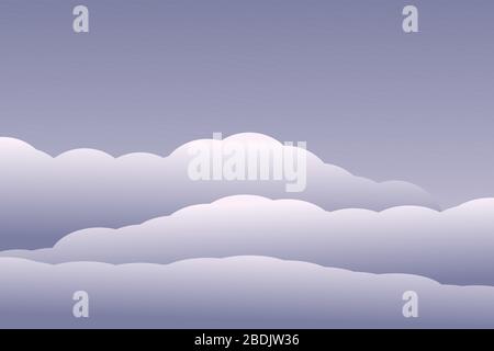 3D clouds. Modern vector illustration. The sky gradient. Blue and white color. Stock Vector